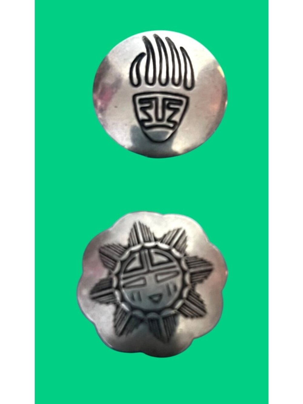 Vintage (Possibly) Sterling Silver Native American Hopi Style Button covers set